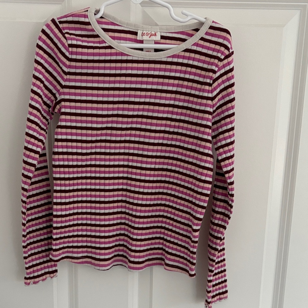 Cat & Jack Pink and Purple Striped Long Sleeve Tee